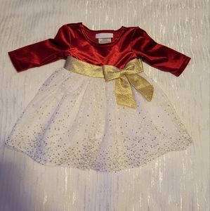 Bonnie Baby Red and White Sparkle Dress Size 3-6 Months